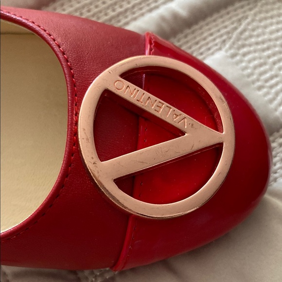 Valentino Red Flats with Suede Finish and Logo Embellishment - Picture 2 of 4